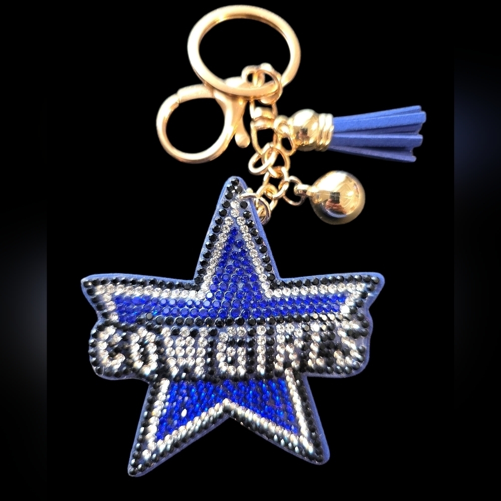 Blue Cowgirls Star Bag Charm Keychain
